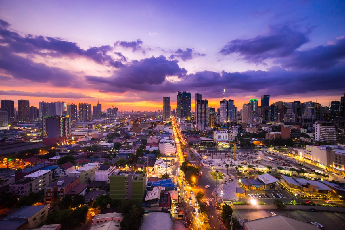 Manila city at Twilight showing Makati City and Ortigas